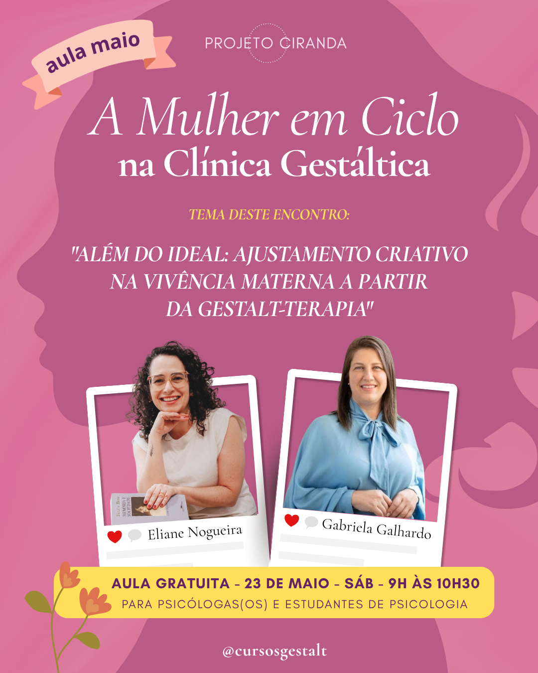 aula gratuita (23/05) “além do ideal: ajustamento criativo na vivência materna a partir da gestalt terapia” aula gratuita (23/05) “além do ideal: ajustamento criativo na vivência materna a partir da gestalt terapia”